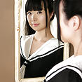 Adorable gravure idol Miku Himeno sexy cosplay schoolgirl - image 