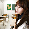 Gorgeous young japanese schoolgirl Mana Aoki pigtails teen - image 