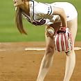 Korean baseball babe throws a pitch - image 