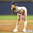 Korean baseball babe throws a pitch - image 