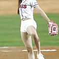 Korean baseball babe throws a pitch - image 