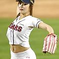 Korean baseball babe throws a pitch - image 