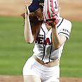 Korean baseball babe throws a pitch - image 