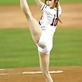 Korean baseball babe throws a pitch - image 