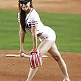 Korean baseball babe throws a pitch - image 